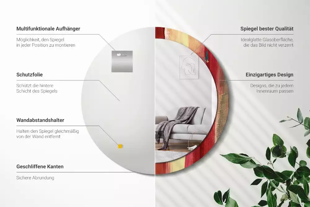 Kerek tükör fali dísz Absztrakt festészet