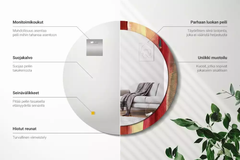 Kerek tükör fali dísz Absztrakt festészet