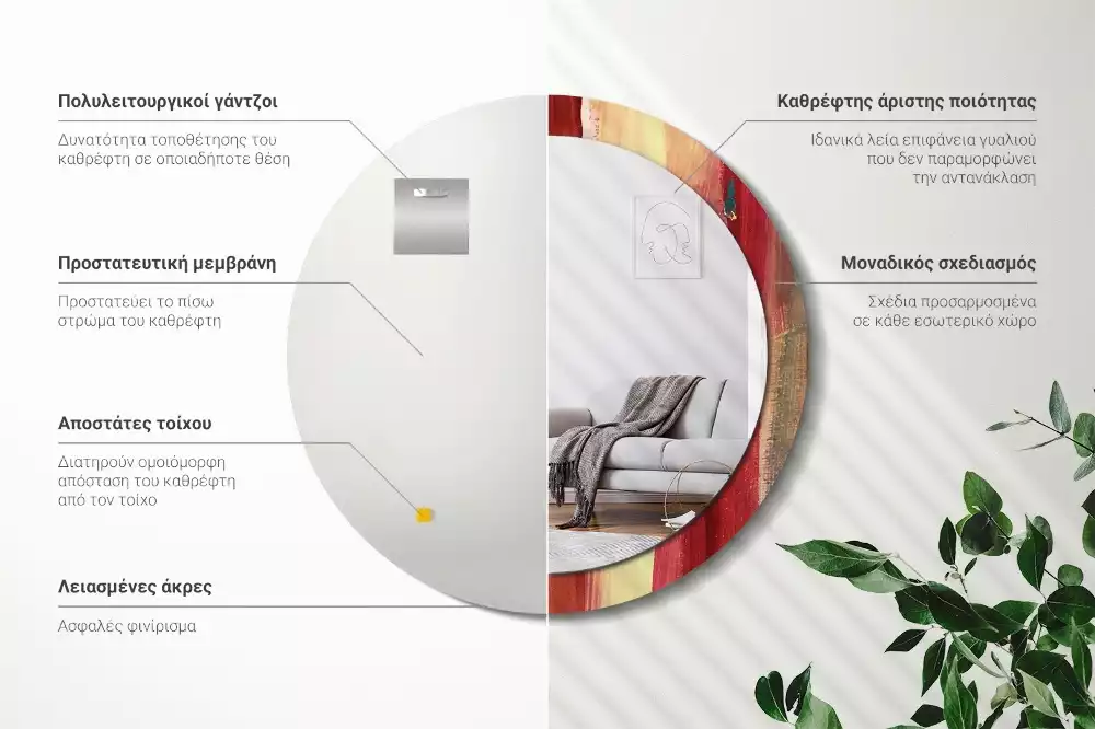 Kerek tükör fali dísz Absztrakt festészet