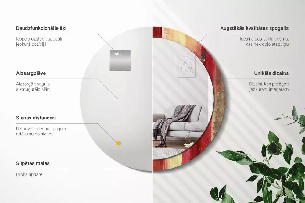 Kerek tükör fali dísz Absztrakt festészet