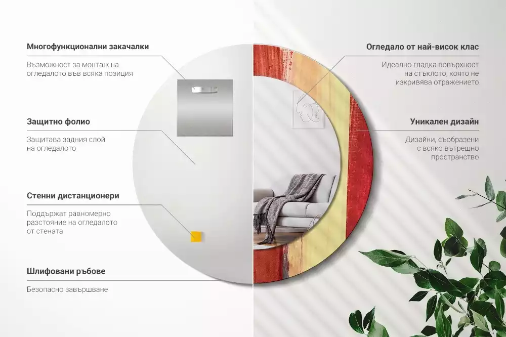 Kerek tükör fali dísz Absztrakt festészet