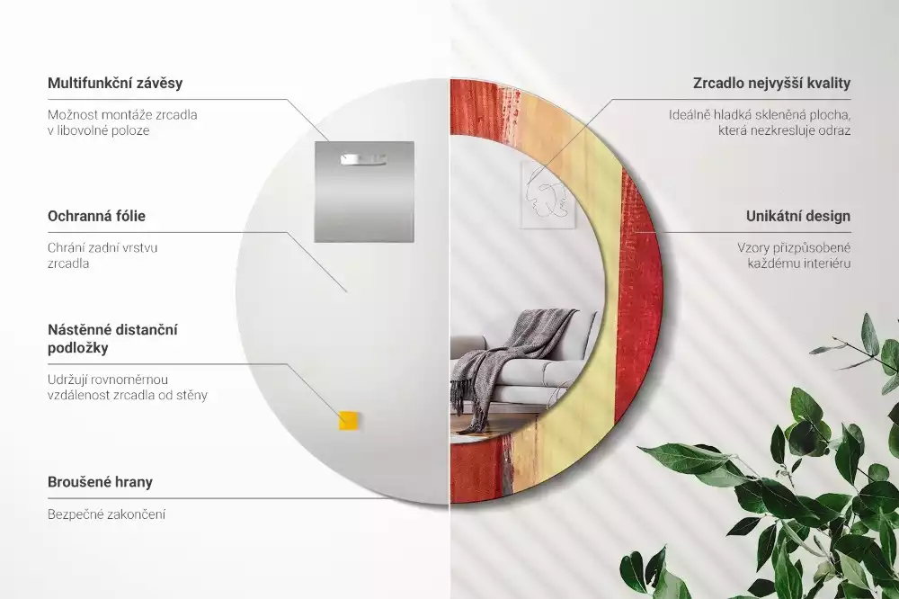 Kerek tükör fali dísz Absztrakt festészet