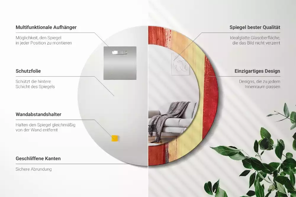 Kerek tükör fali dísz Absztrakt festészet