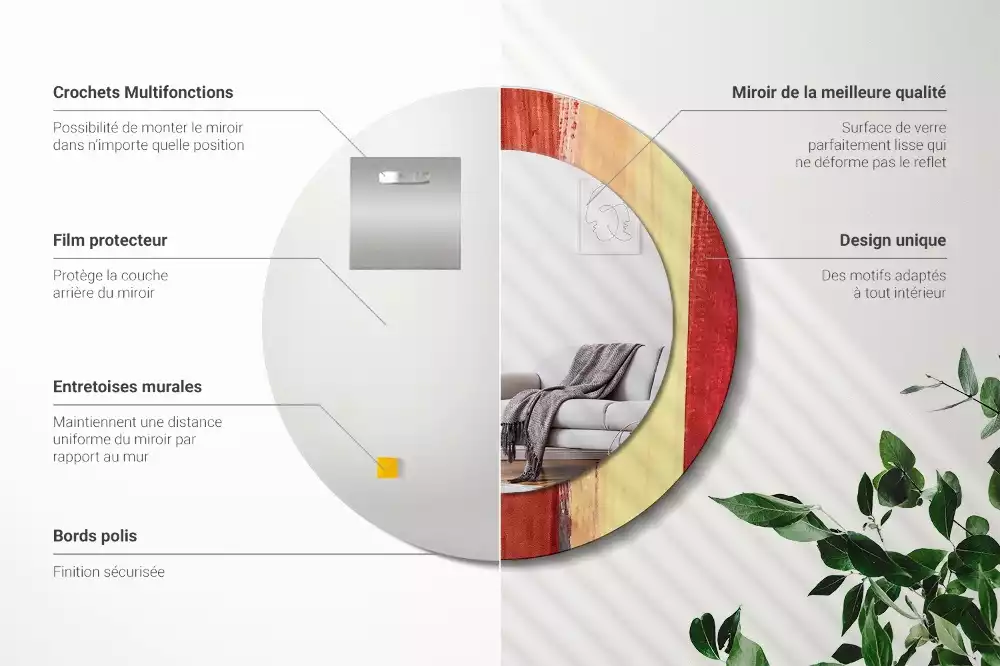 Kerek tükör fali dísz Absztrakt festészet