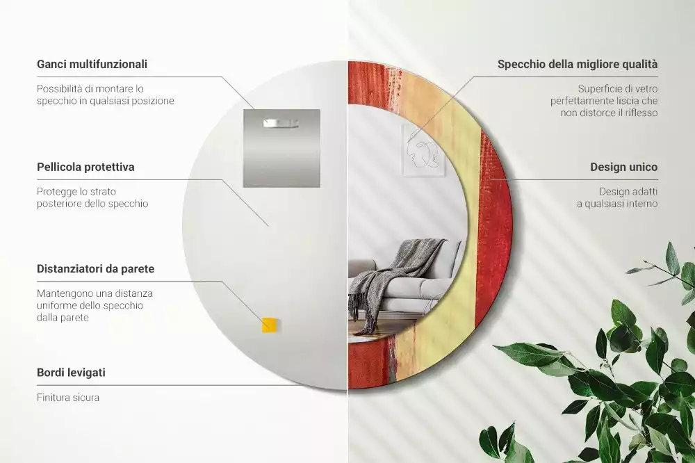 Kerek tükör fali dísz Absztrakt festészet