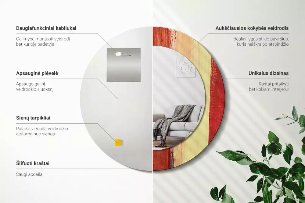 Kerek tükör fali dísz Absztrakt festészet