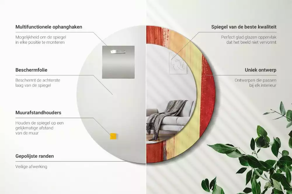 Kerek tükör fali dísz Absztrakt festészet