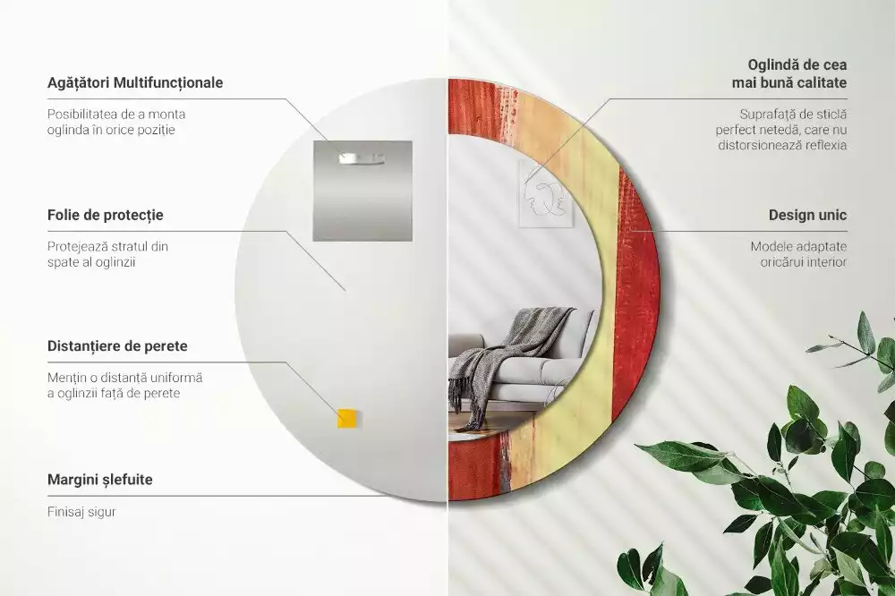 Kerek tükör fali dísz Absztrakt festészet