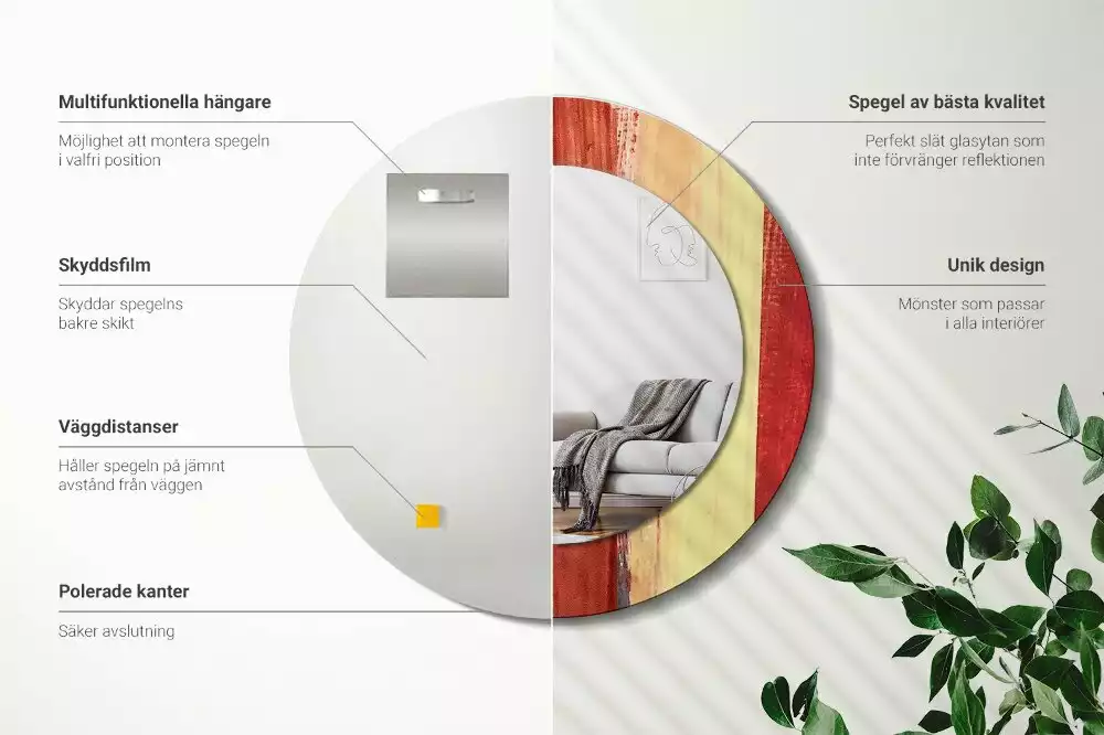 Kerek tükör fali dísz Absztrakt festészet