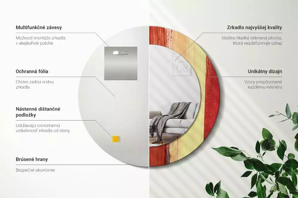 Kerek tükör fali dísz Absztrakt festészet