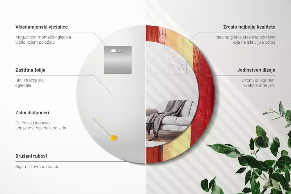 Kerek tükör fali dísz Absztrakt festészet