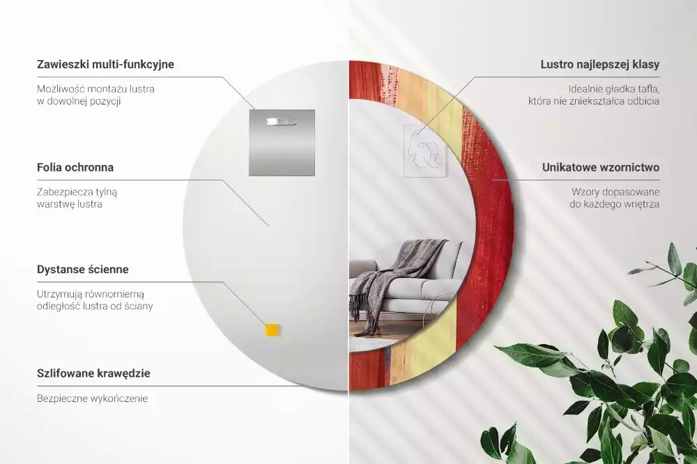 Kerek tükör fali dísz Absztrakt festészet