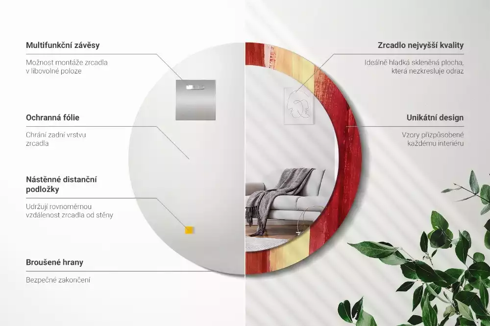 Kerek tükör fali dísz Absztrakt festészet