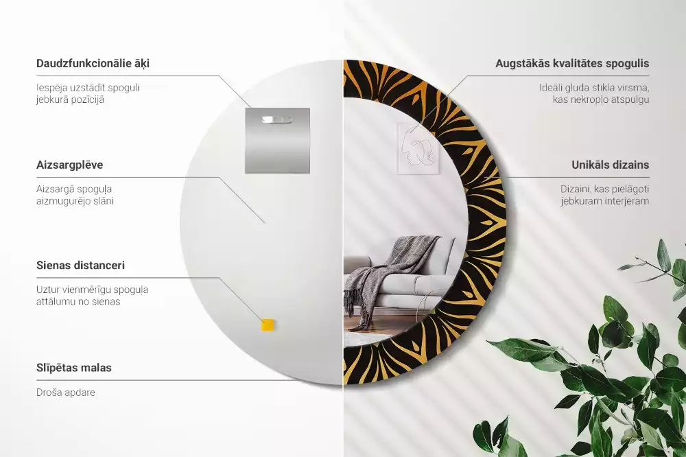 Kerek tükör fali dísz Mandala