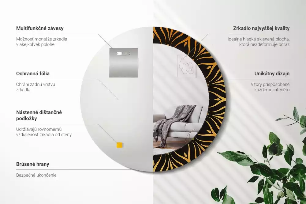 Kerek tükör fali dísz Mandala