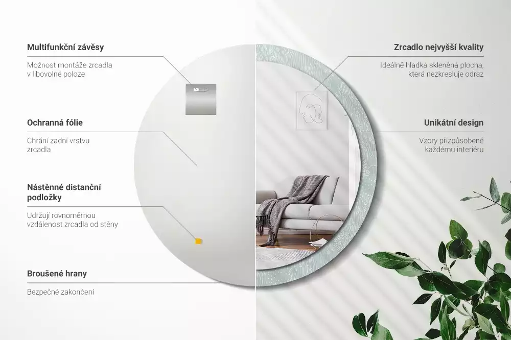 Kerek tükör fali dísz Csiga a réten