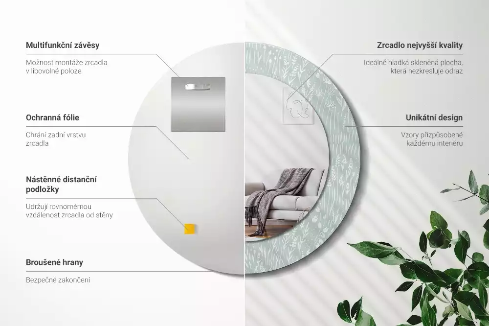 Kerek tükör fali dísz Csiga a réten