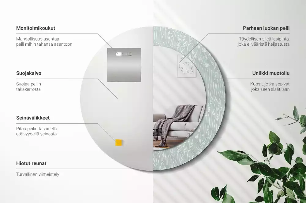 Kerek tükör fali dísz Csiga a réten