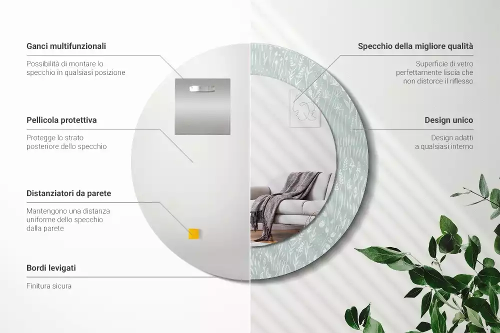 Kerek tükör fali dísz Csiga a réten