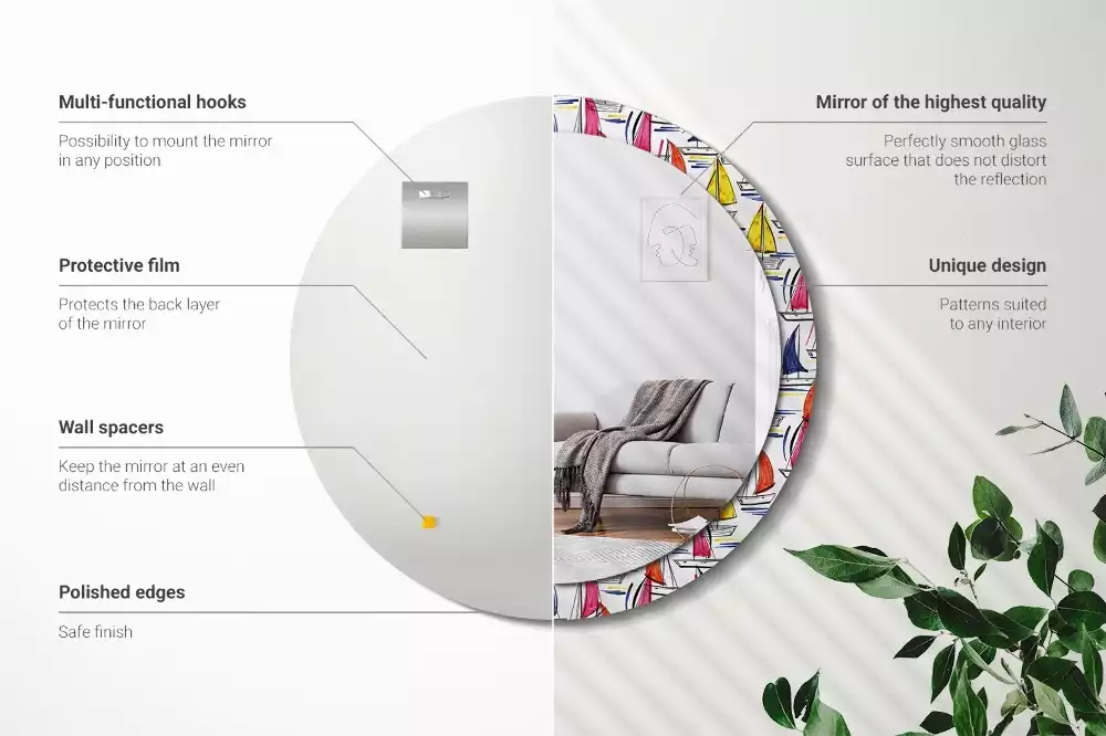 Kerek tükör fali dísz Színes csónakok