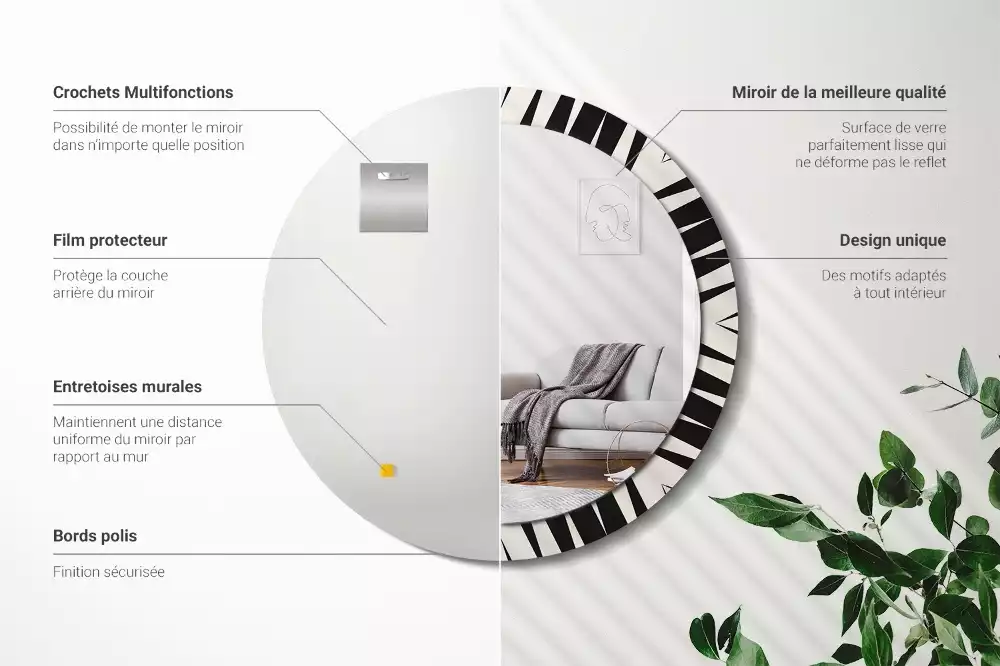 Kerek tükör fali dísz Absztrakt geometria