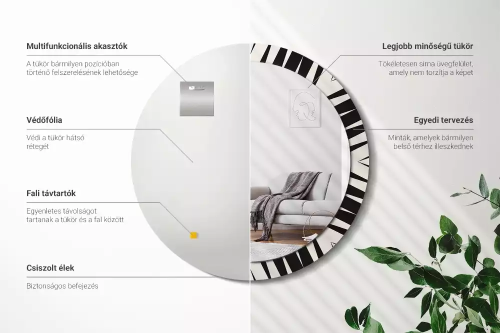 Kerek tükör fali dísz Absztrakt geometria