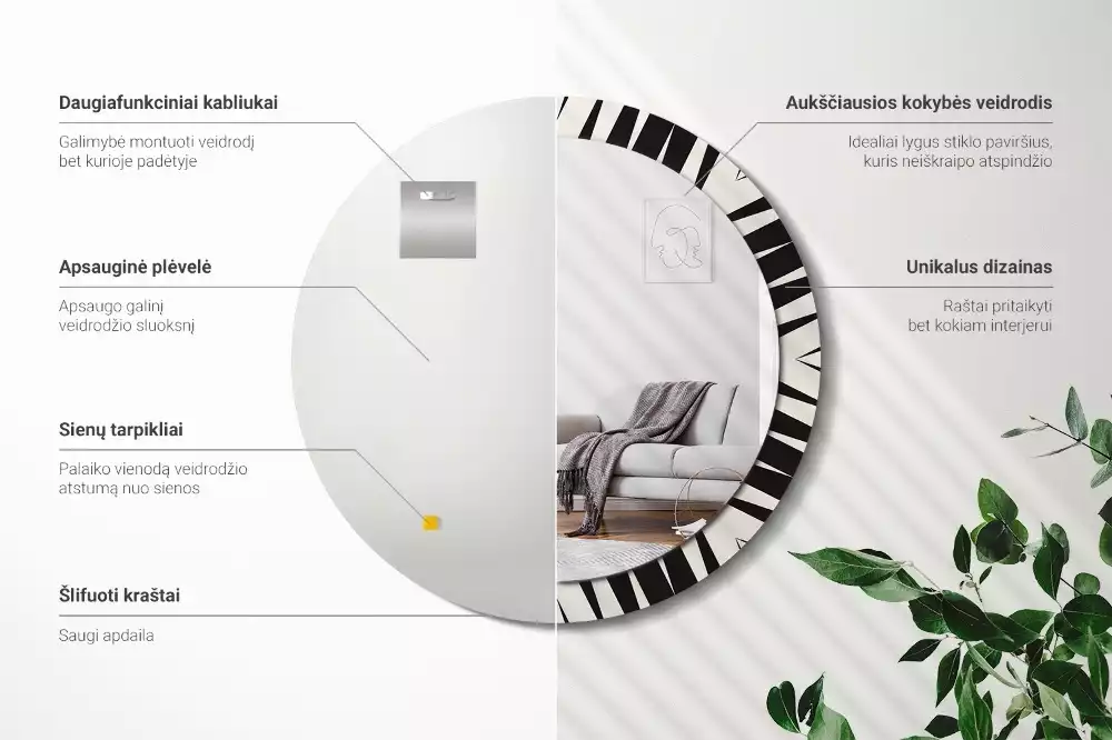 Kerek tükör fali dísz Absztrakt geometria