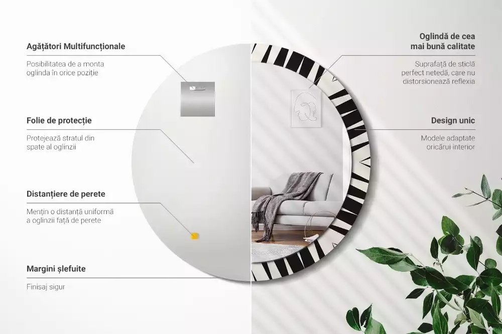 Kerek tükör fali dísz Absztrakt geometria