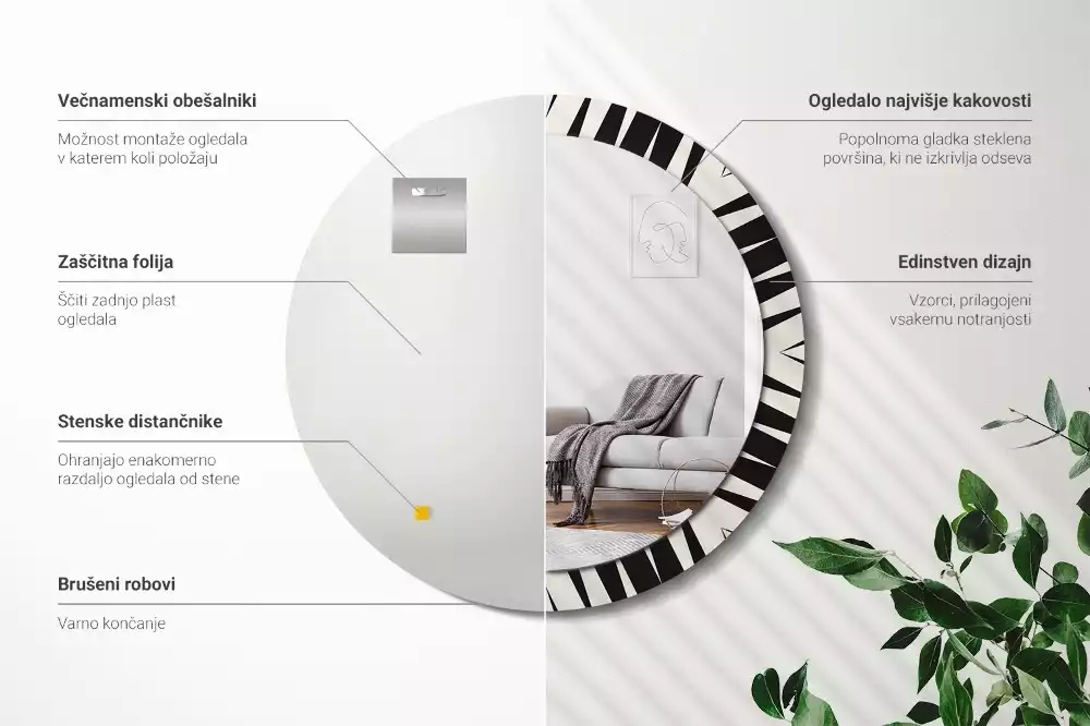 Kerek tükör fali dísz Absztrakt geometria