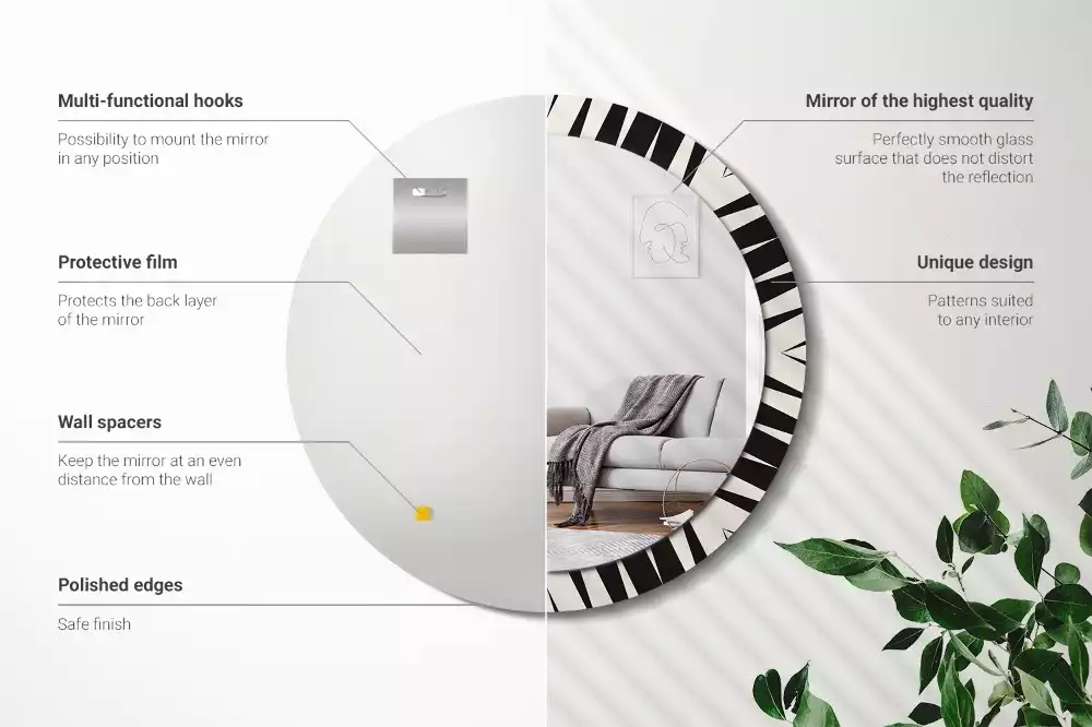 Kerek tükör fali dísz Absztrakt geometria