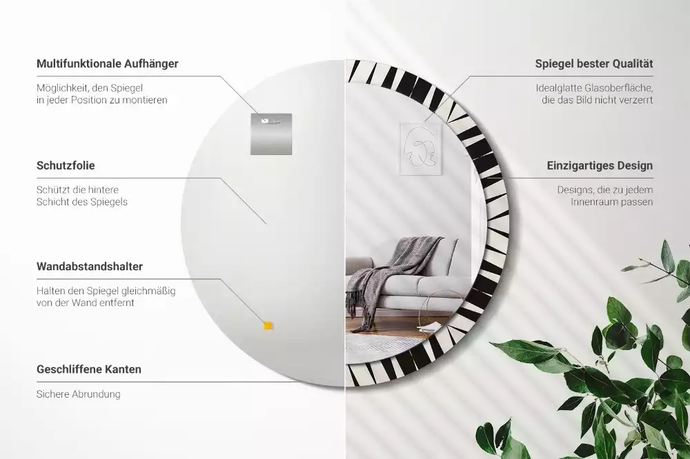 Kerek tükör fali dísz Absztrakt geometria