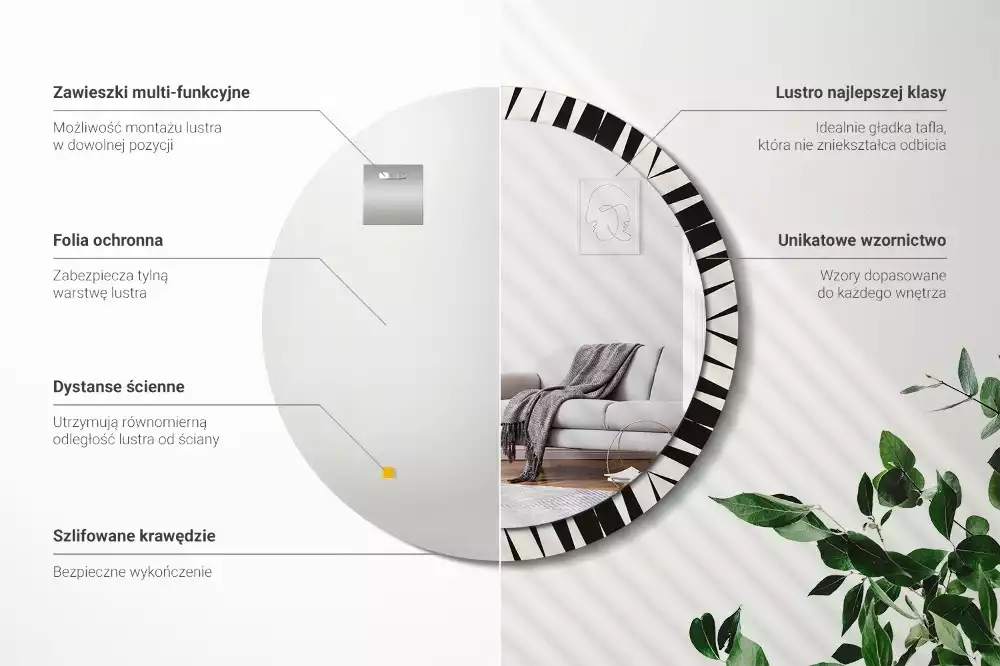 Kerek tükör fali dísz Absztrakt geometria