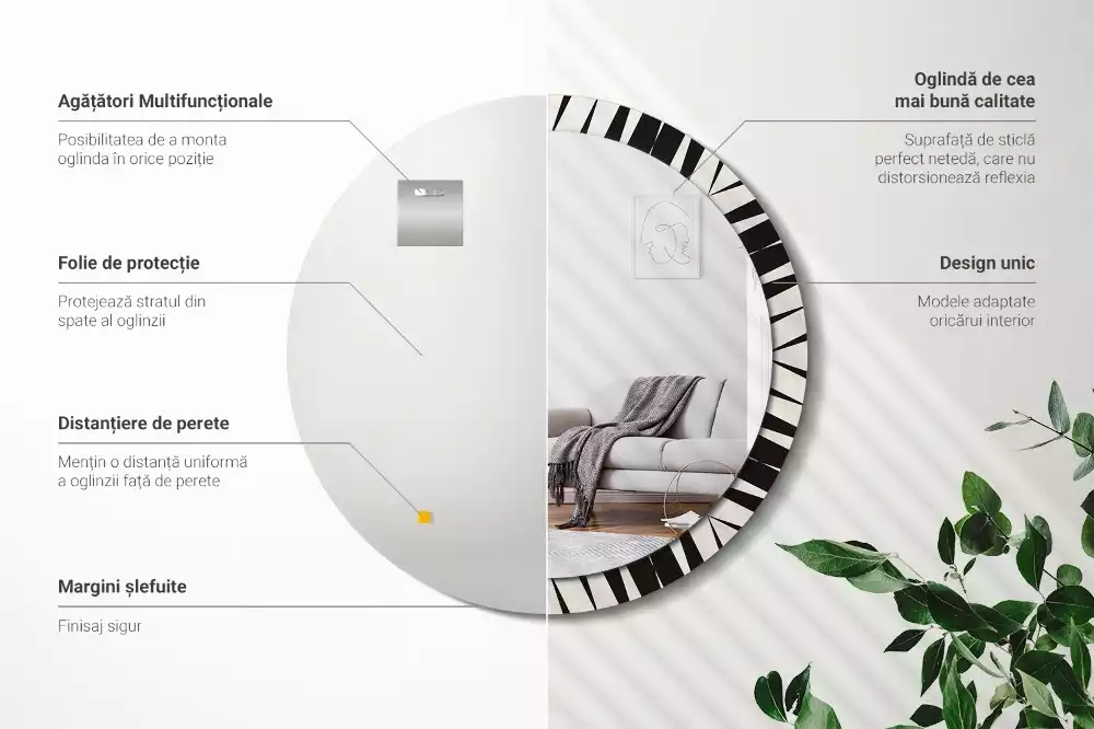 Kerek tükör fali dísz Absztrakt geometria