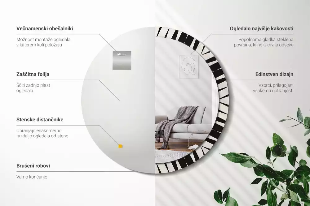 Kerek tükör fali dísz Absztrakt geometria