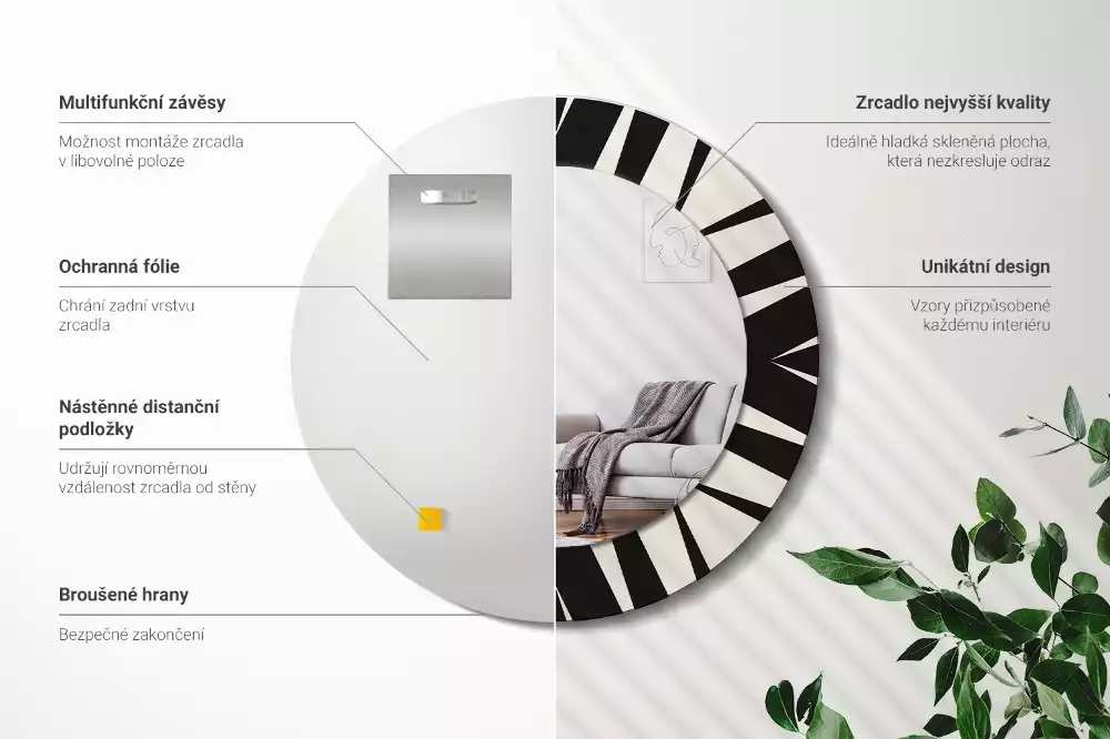 Kerek tükör fali dísz Absztrakt geometria