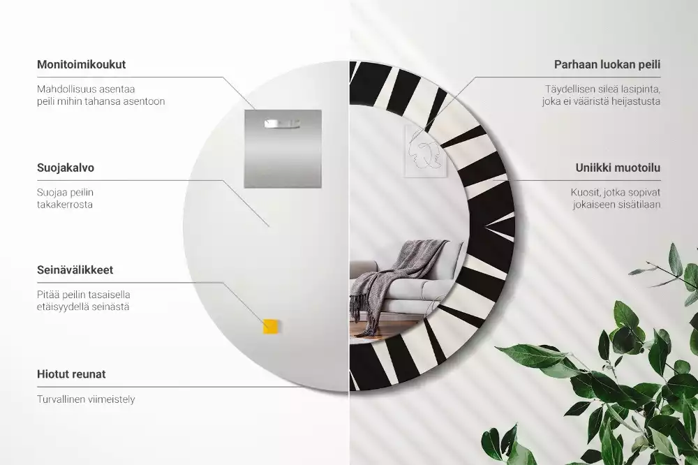 Kerek tükör fali dísz Absztrakt geometria