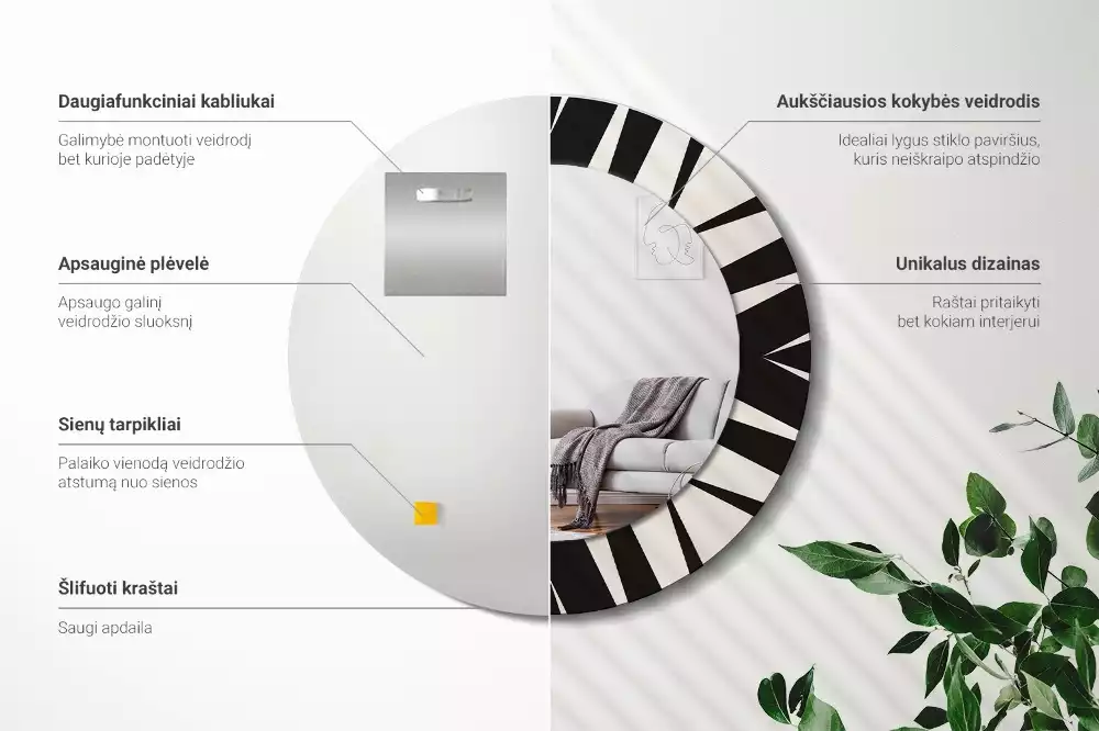 Kerek tükör fali dísz Absztrakt geometria