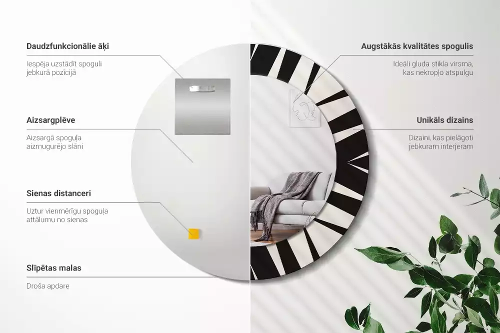 Kerek tükör fali dísz Absztrakt geometria