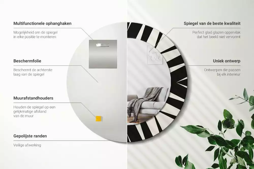 Kerek tükör fali dísz Absztrakt geometria