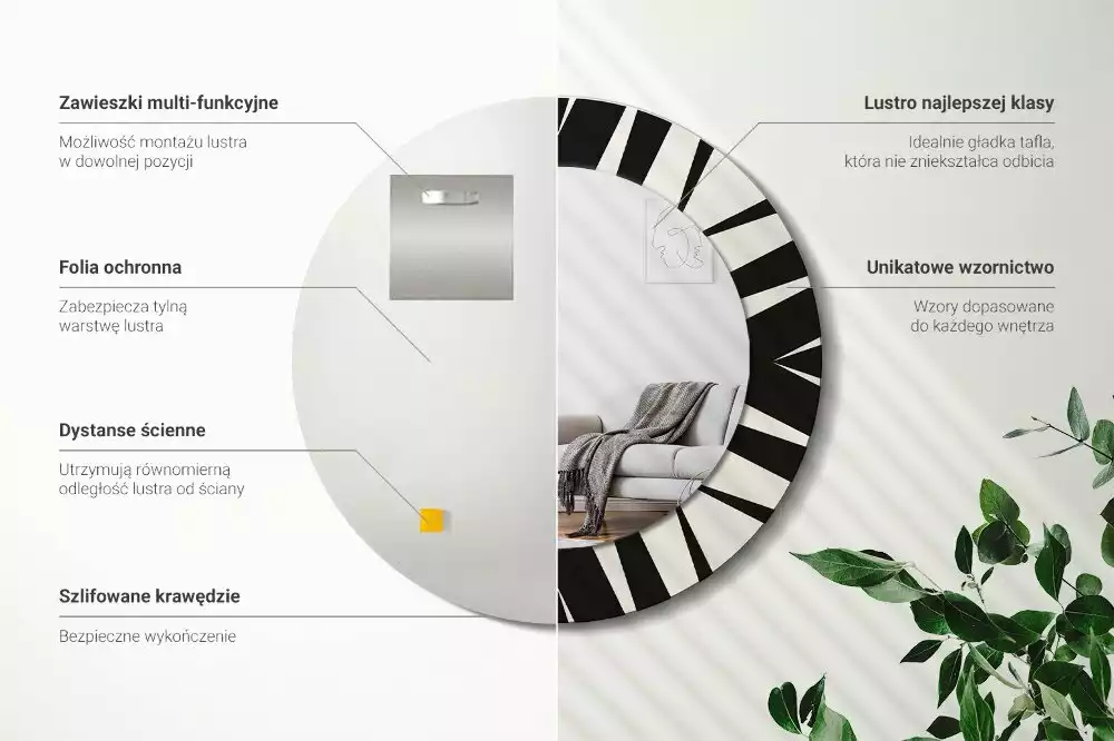 Kerek tükör fali dísz Absztrakt geometria