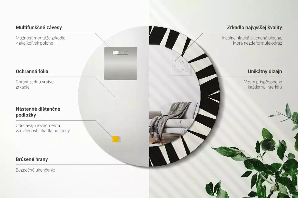 Kerek tükör fali dísz Absztrakt geometria