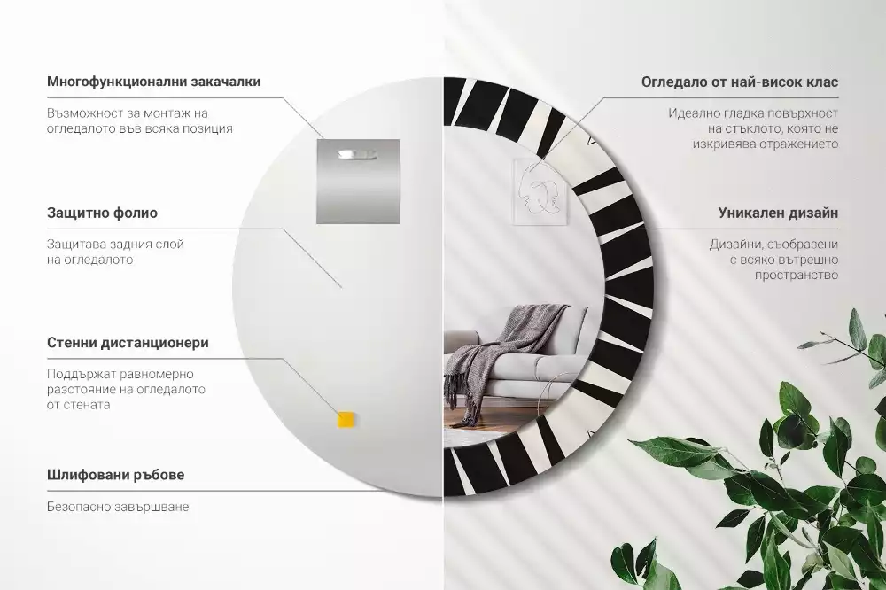 Kerek tükör fali dísz Absztrakt geometria