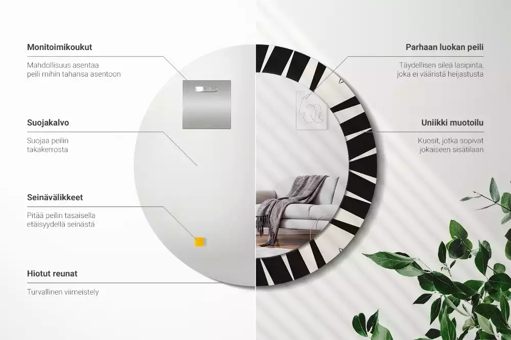 Kerek tükör fali dísz Absztrakt geometria