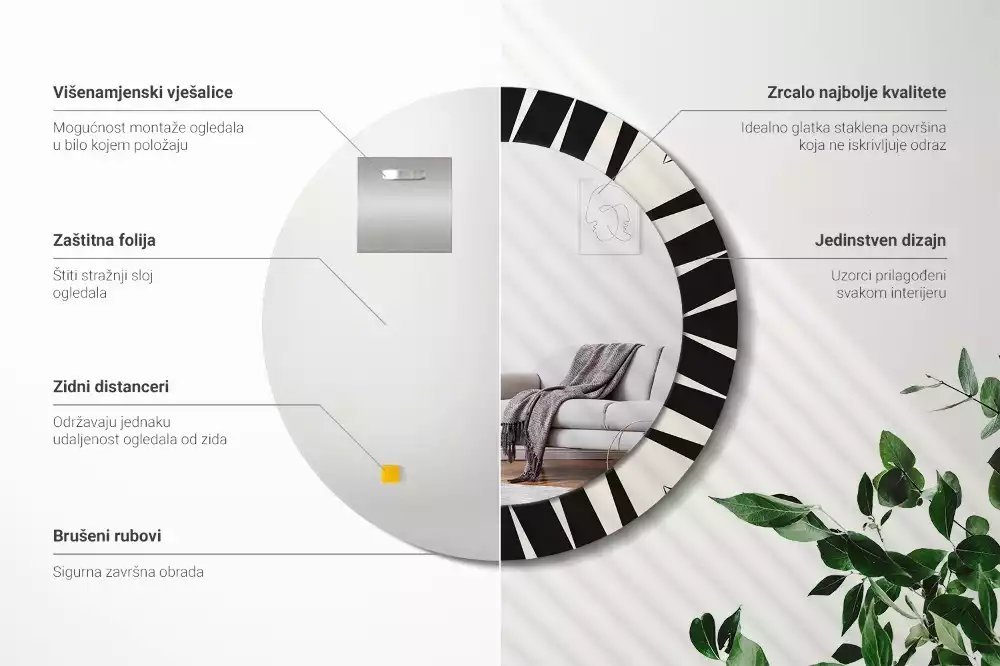 Kerek tükör fali dísz Absztrakt geometria