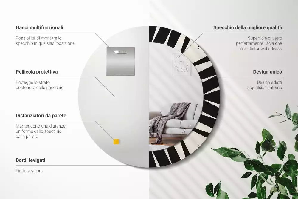 Kerek tükör fali dísz Absztrakt geometria