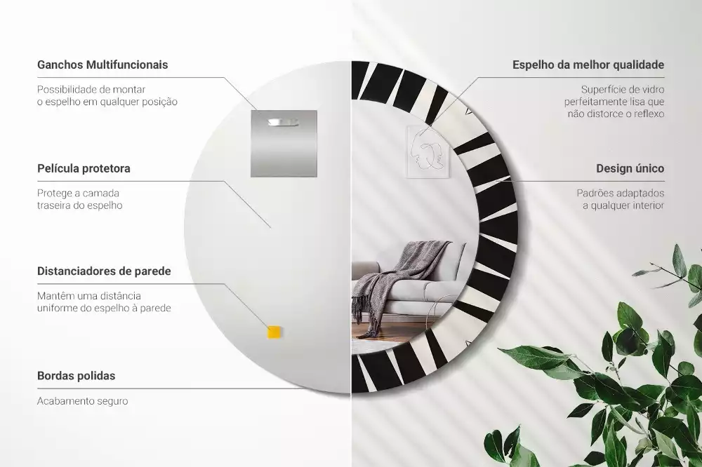 Kerek tükör fali dísz Absztrakt geometria