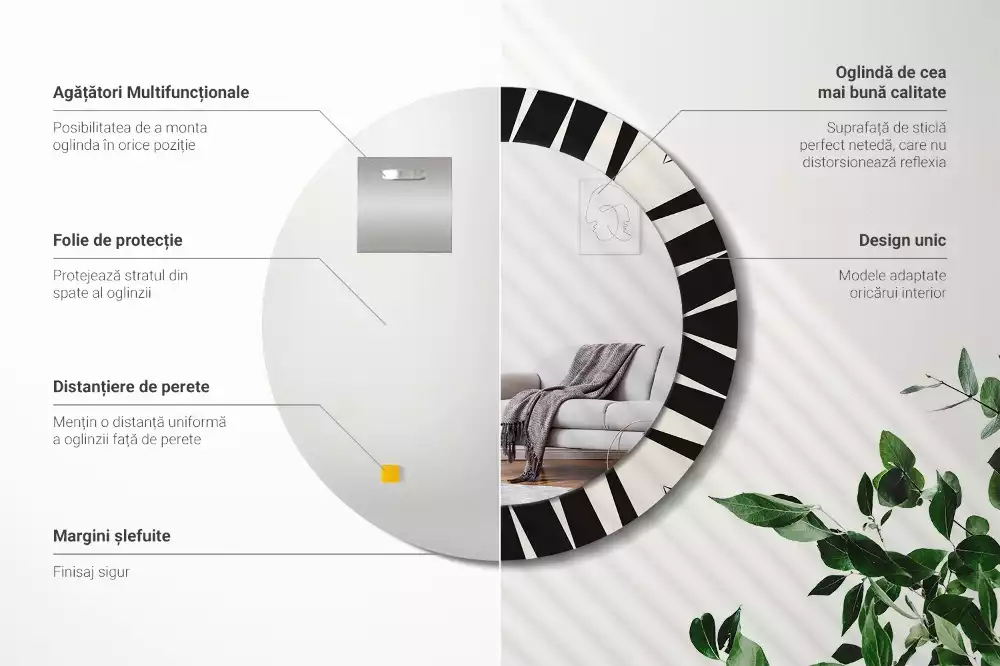 Kerek tükör fali dísz Absztrakt geometria