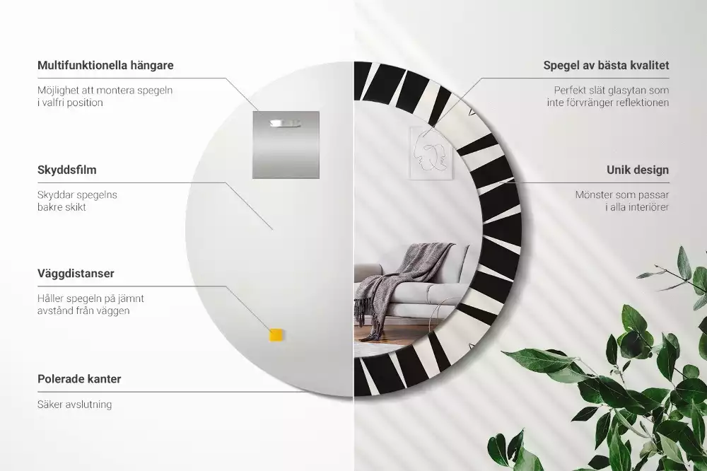 Kerek tükör fali dísz Absztrakt geometria