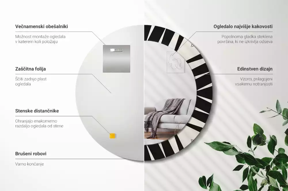 Kerek tükör fali dísz Absztrakt geometria