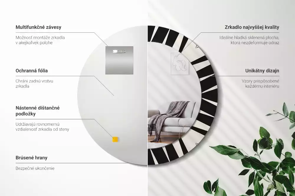 Kerek tükör fali dísz Absztrakt geometria